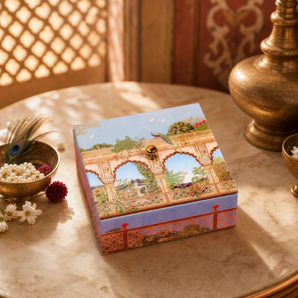 Jharoka Door Square Box With Acrylic(6*6) 1