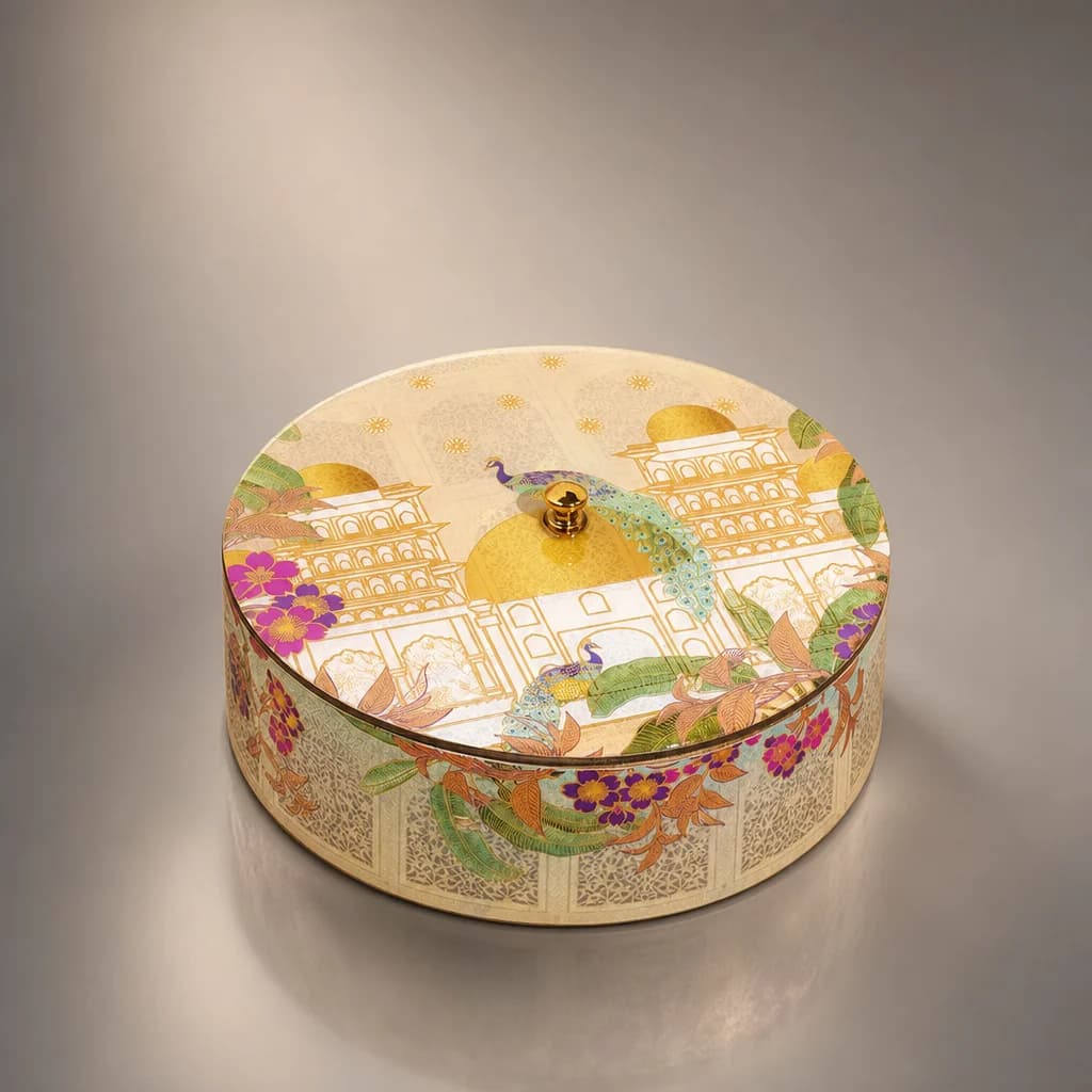 Mayura Round Box With Acrylic 1
