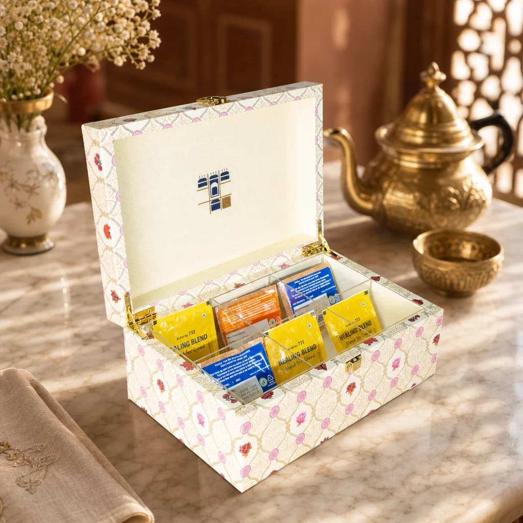 Baros With Peacock Tea Bag Box/Dry Fruit Box With Acrylic 1