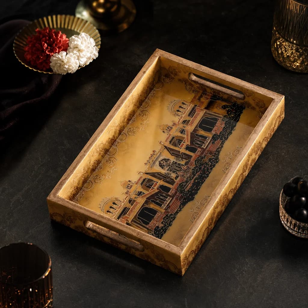Afreen Large Rectangle Lacquer Tray 1