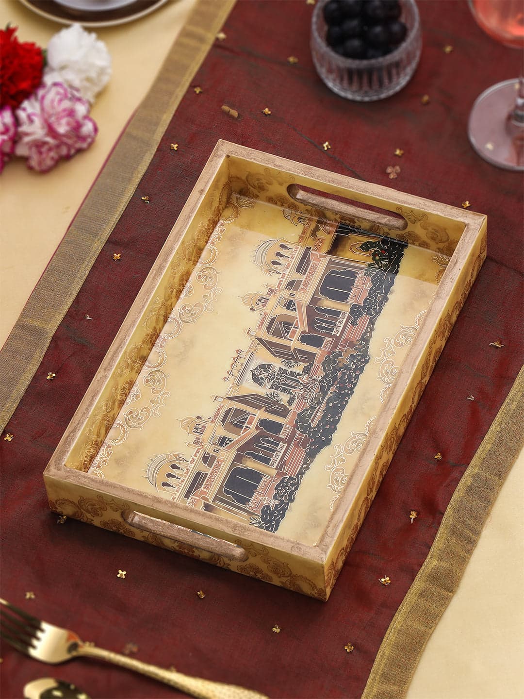 Afreen Medium Rectangle Lacquer Tray 1