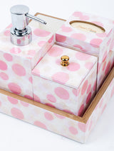 Pink Polka Dots Printed Toiletry Combo Set Of 5