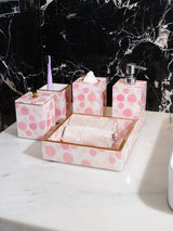 Pink Polka Dots Printed Toiletry Combo Set Of 5