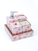 Pink Polka Dots Printed Toiletry Combo Set Of 5