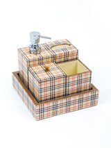 Cream Checks Bath Set Of 5