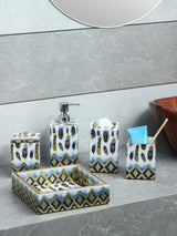 White Feather Printed Bath Set Of 5