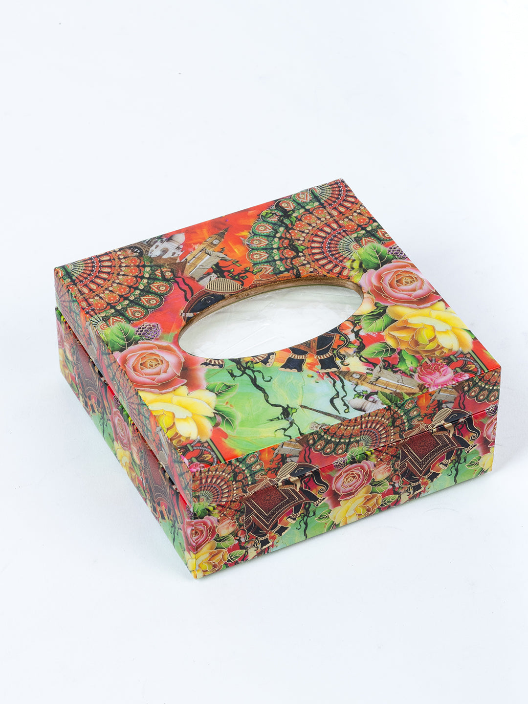 Multi Elephant Flower Printed Tissue Holder With Magnet