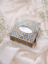 Blue Flower Printed Tissue Holder With Magnet