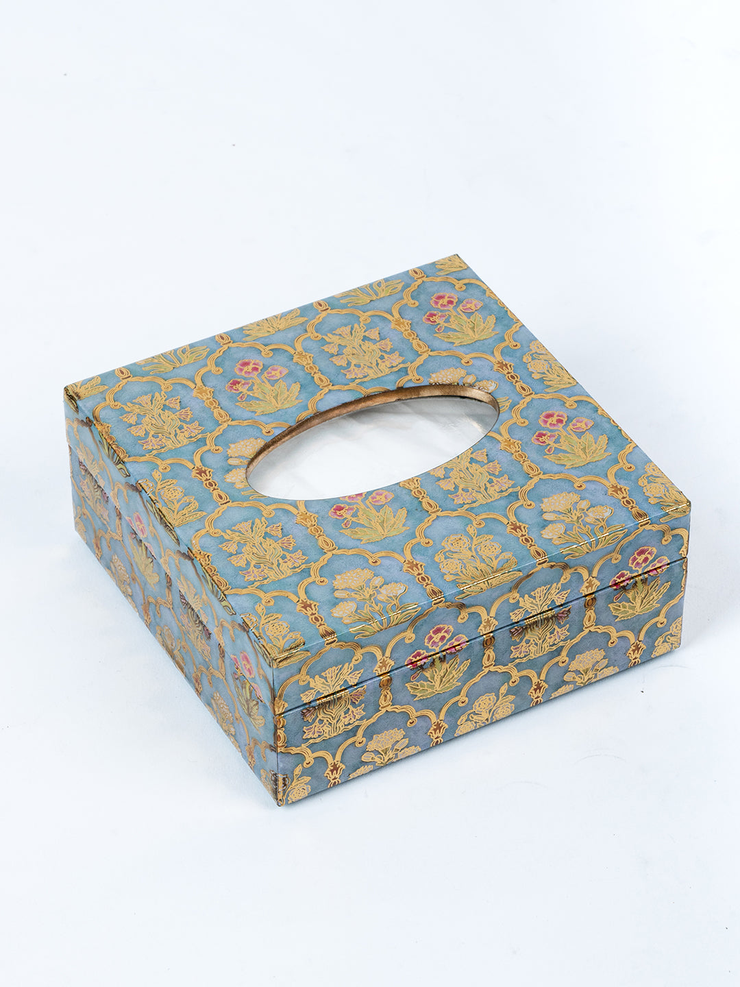 Blue Flower Printed Tissue Holder With Magnet