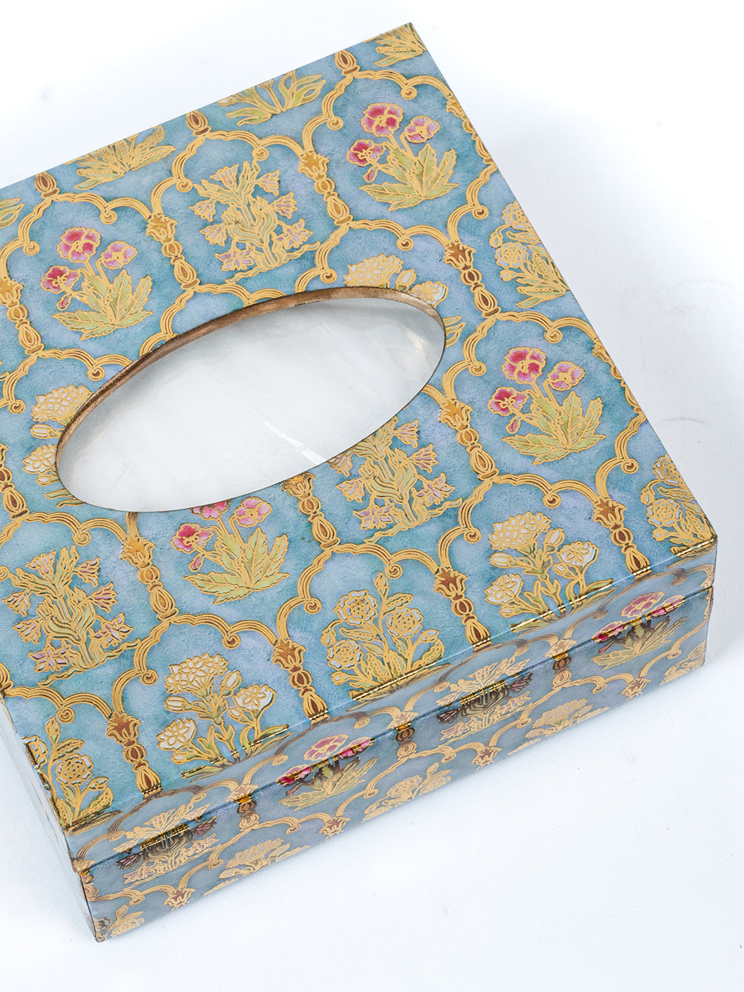 Blue Flower Printed Tissue Holder With Magnet