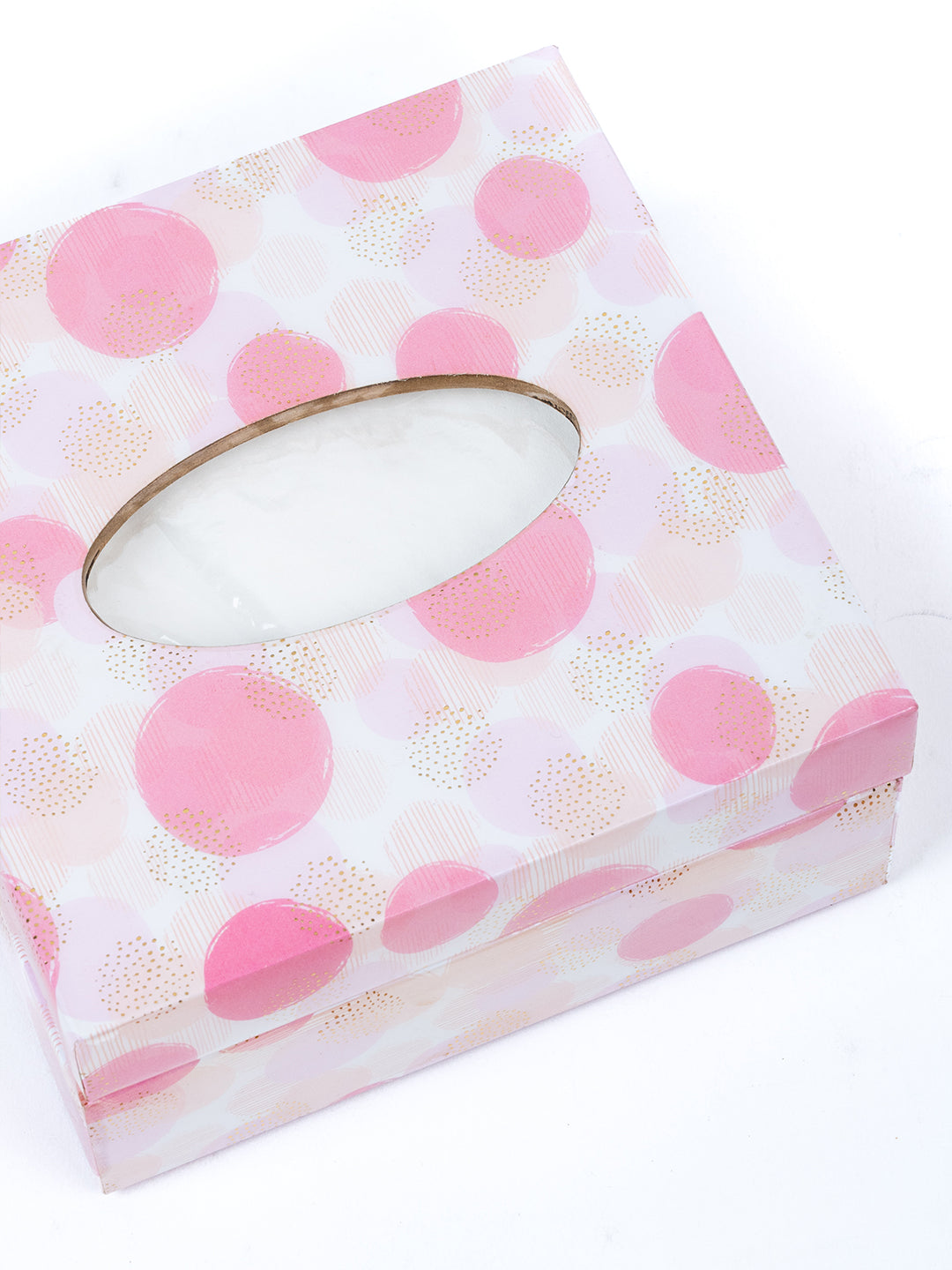 Pink Polka Dots Printed Small Square Tissue Holder With Magnet