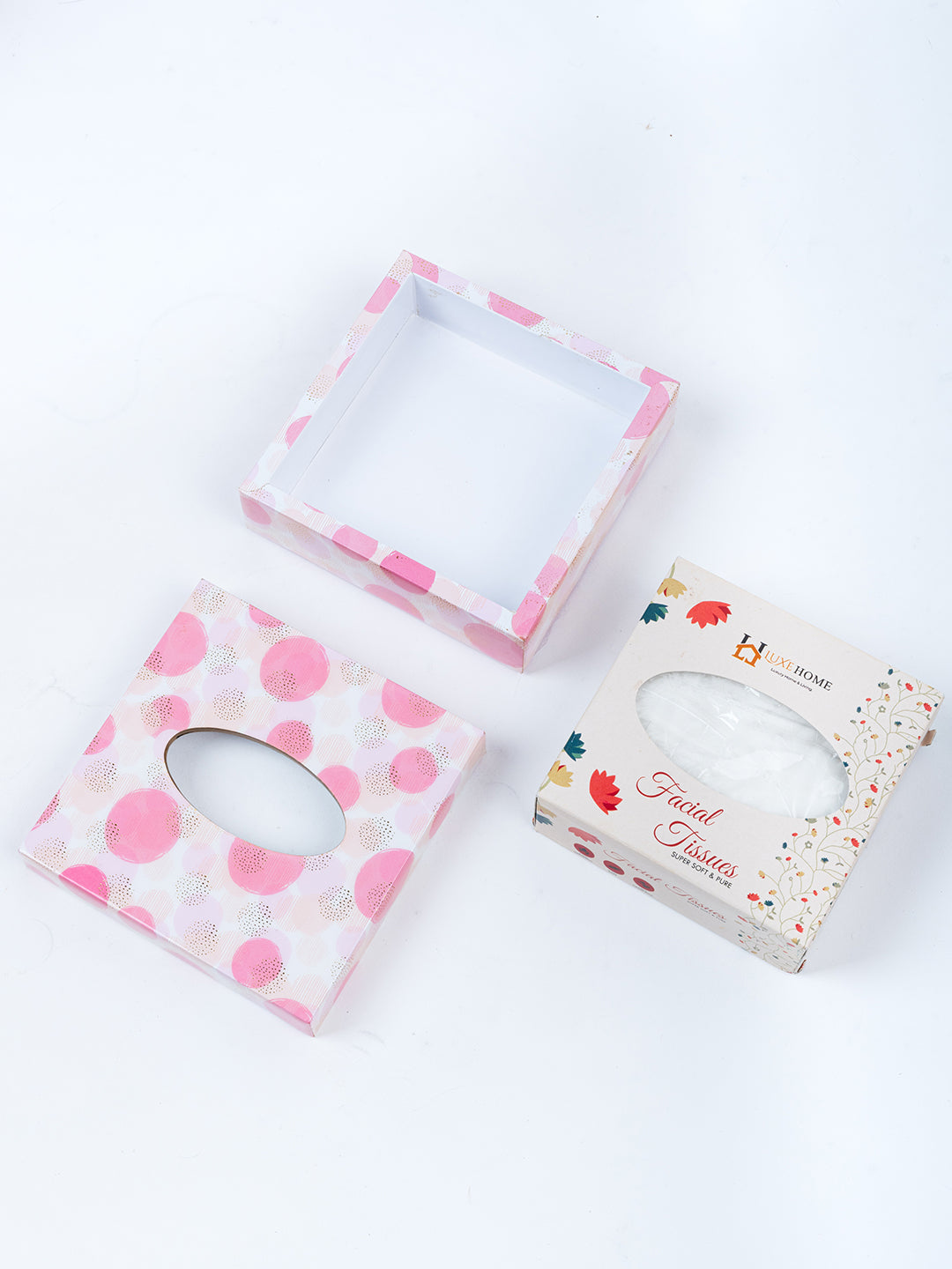 Pink Polka Dots Printed Small Square Tissue Holder With Magnet